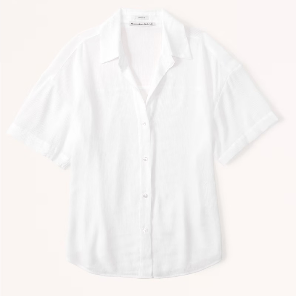Abercrombie crinkle white rayon shirt